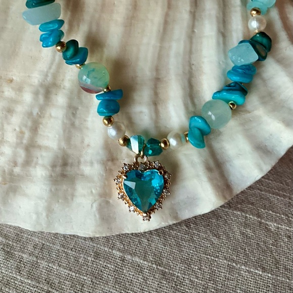 BLUE Heart and Butterfly Necklaces with natural stones - Picture 11 of 11